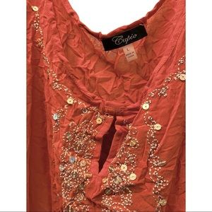 Cupio Orange Gold Sequins • Summer • Sleeveless tank top